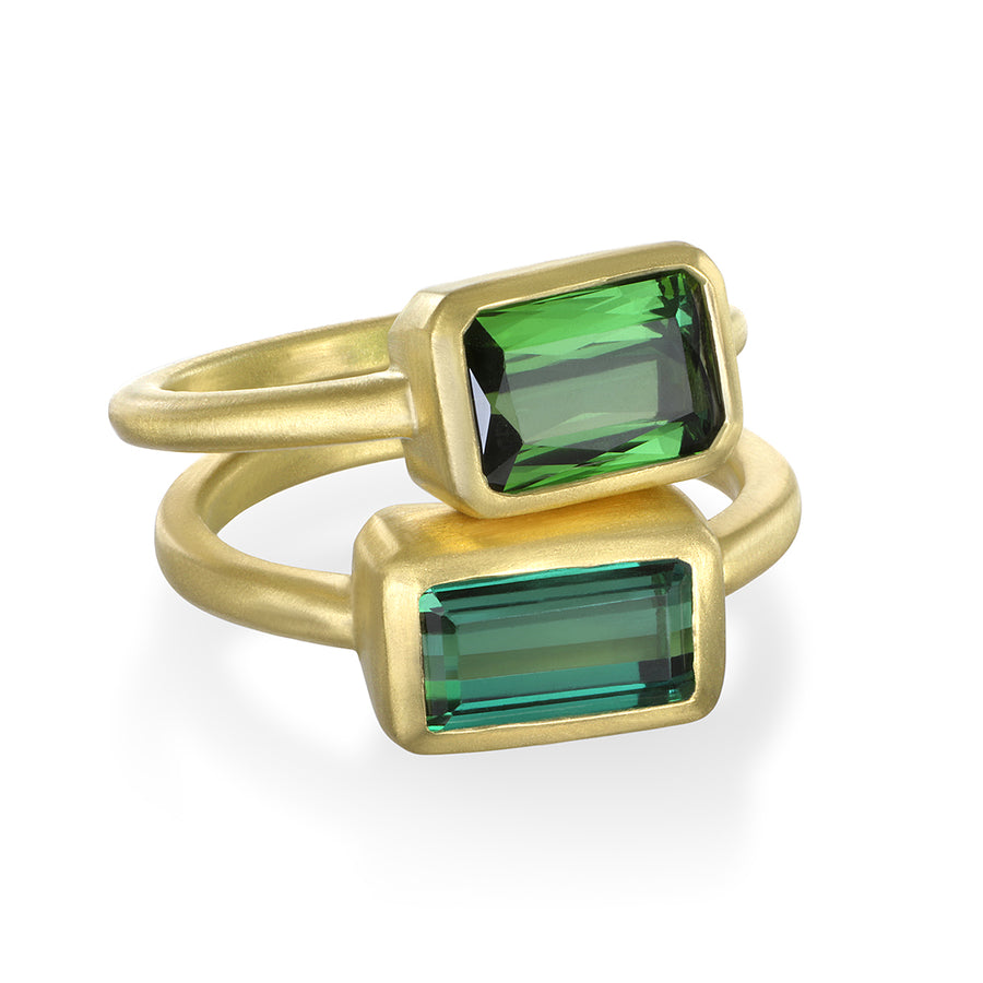 Green Tourmaline Emerald Cut Ring