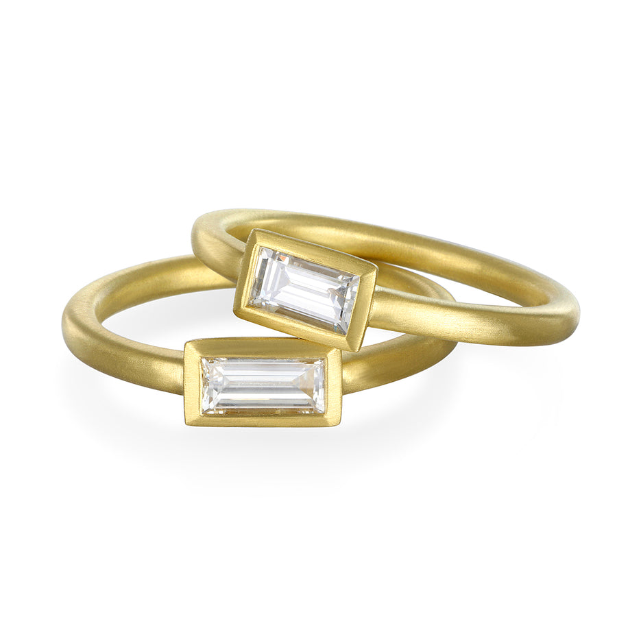 18 Karat Gold Diamond Baguette Bezel Ring-.48 Carats