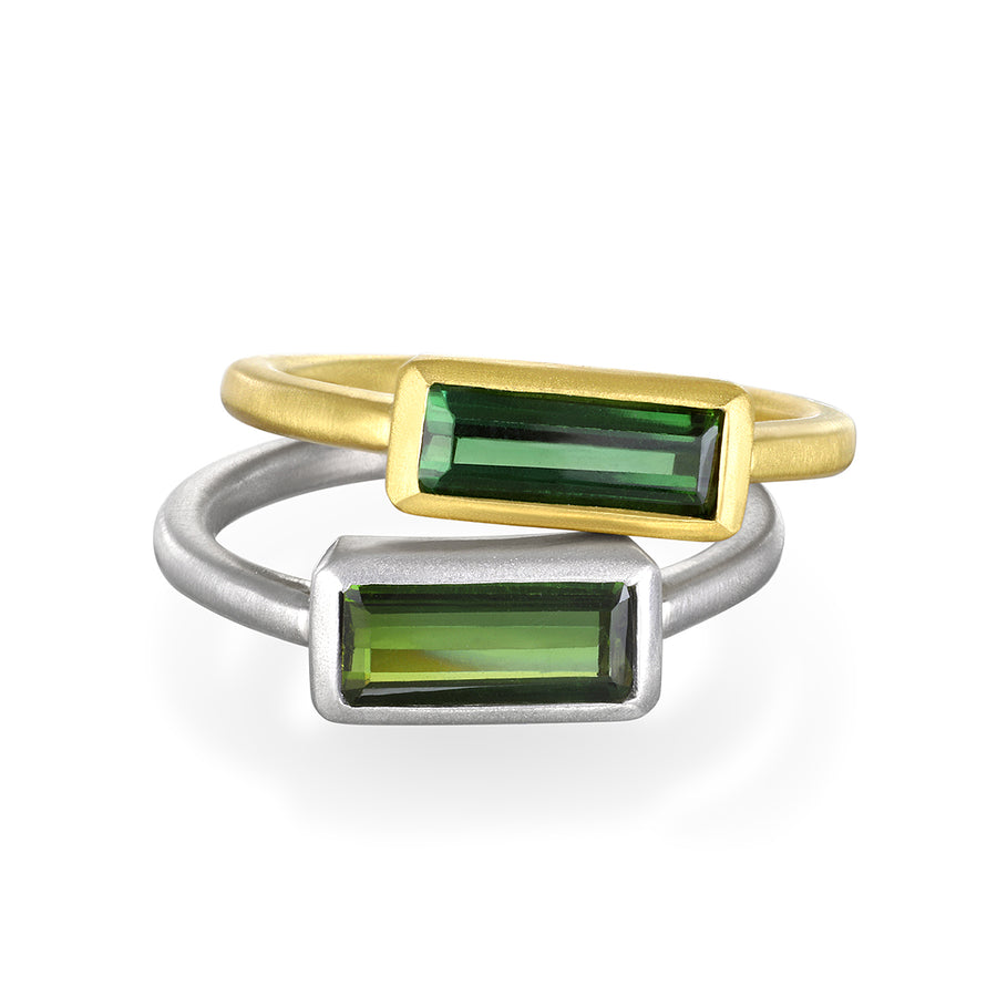 Green Tourmaline Baguette Bezel Ring