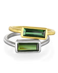 18 Karat White Gold Green Tourmaline Baguette Ring