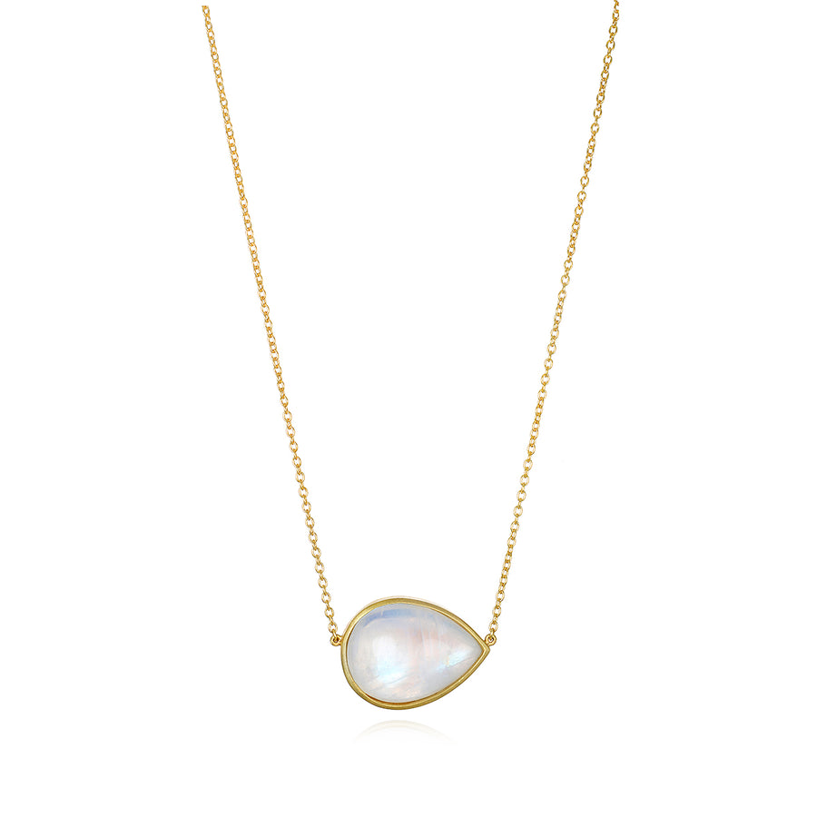 18 Karat Gold Pear Shape Moonstone Pendant Necklace