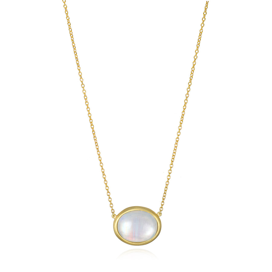 18 Karat Oval Moonstone Pendant Necklace