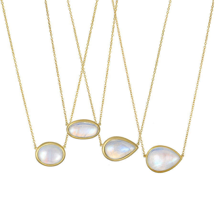 Teardrop Moonstone Pendant with Triple Diamond Granulation Beads