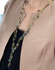18 Karat Gold Labradorite Briolette Fringe Necklace