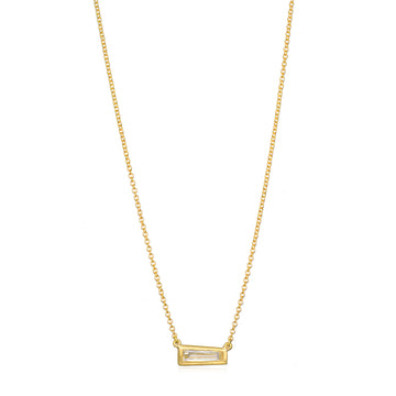 18 Karat Gold Tapered Diamond Baguette Necklace