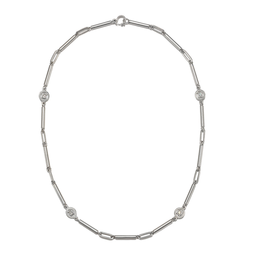 Platinum Diamond Tube Link Necklace