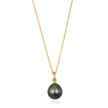 18 Karat Gold Black Tahitian Baroque Pearl Pendant
