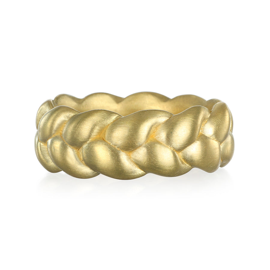 18 Karat Gold Wide Braided Stack Ring