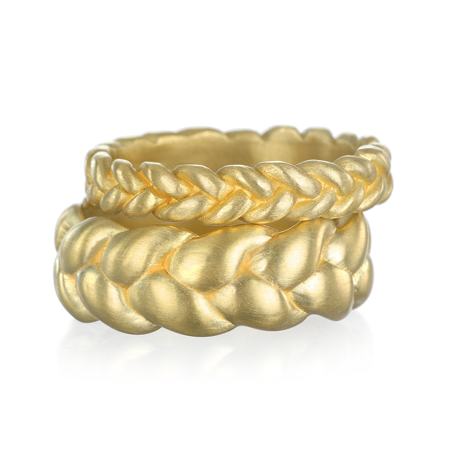 18 Karat Gold Wide Braided Stack Ring