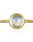18 Karat Gold Round Ceylon Moonstone Bezel Ring