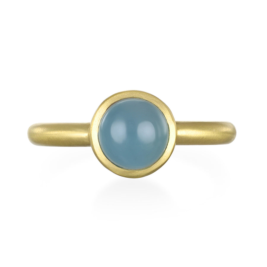 18 Karat Gold Milky Aquamarine Bezel Ring