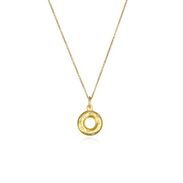 18 Karat Gold Diamond Lifesaver Pendant