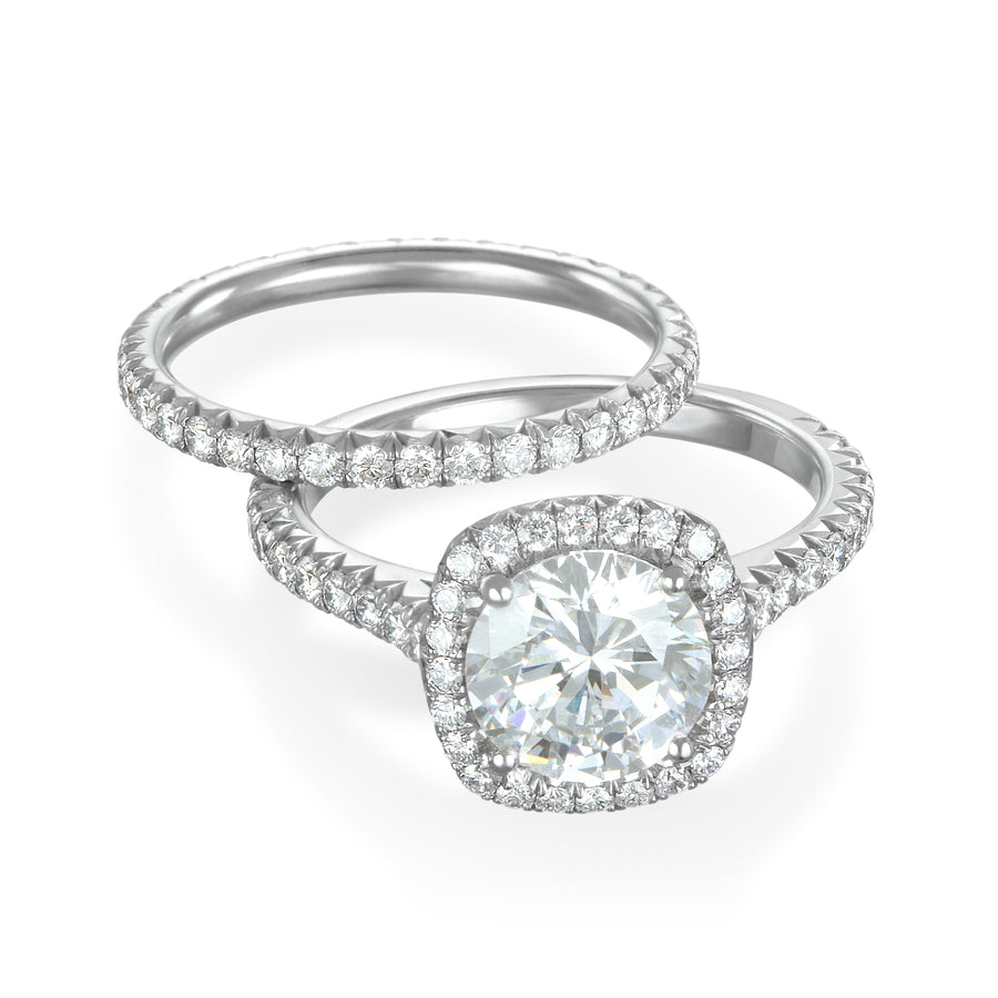 Platinum Cushion Halo Engagement Ring