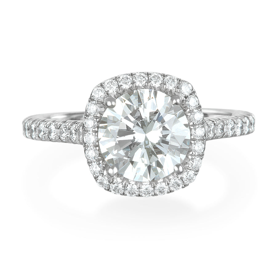 Platinum Cushion Halo Engagement Ring