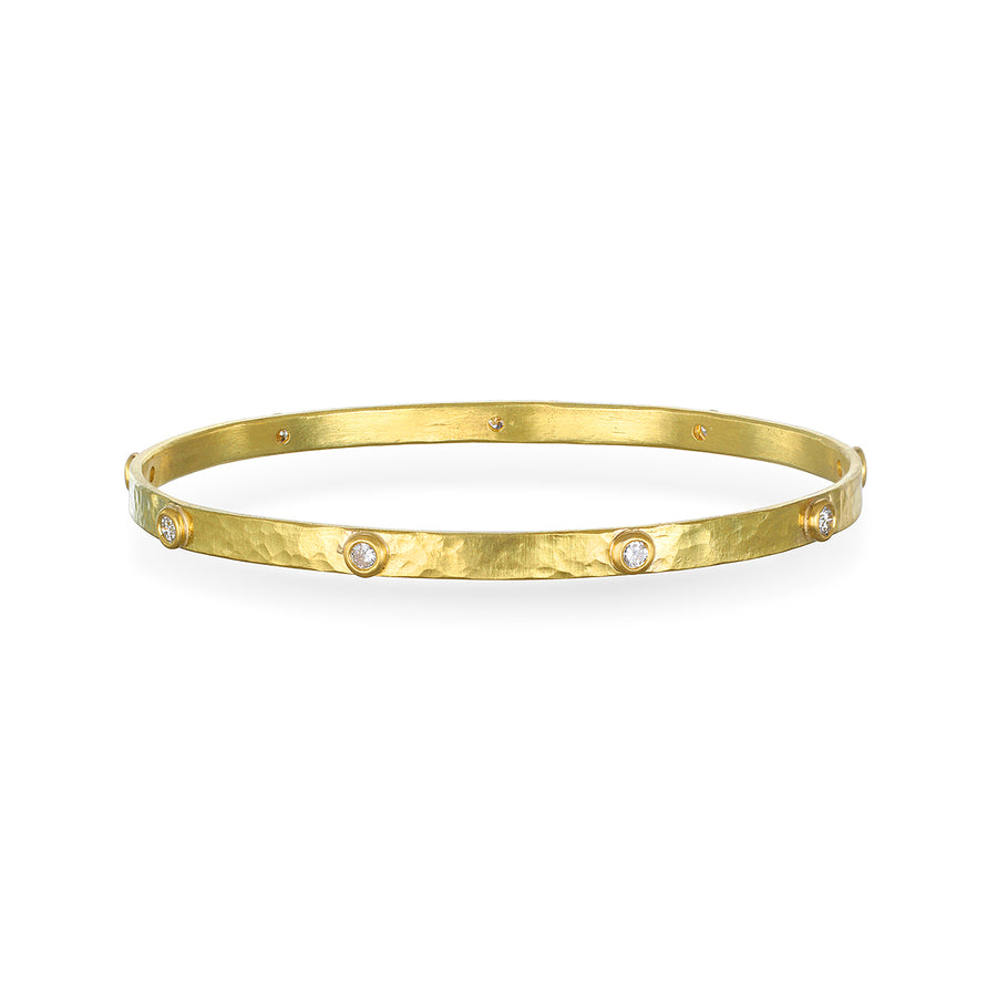 18 Karat Diamond Bezel Oval Bangle Bracelet
