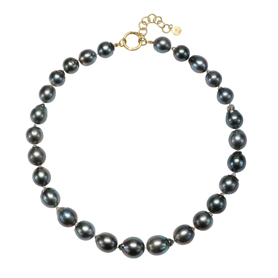 18 Karat Gold Black Tahitian Baroque Pearl Necklace