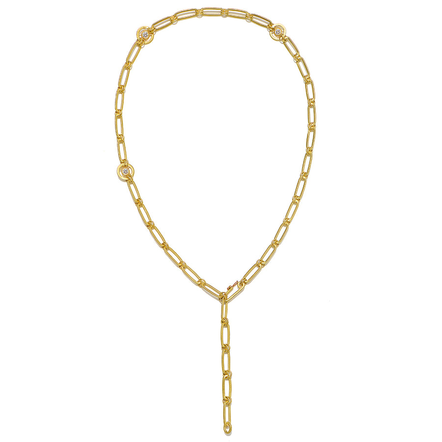 18 Karat Gold  Paperclip Diamond Pinwheel Necklace