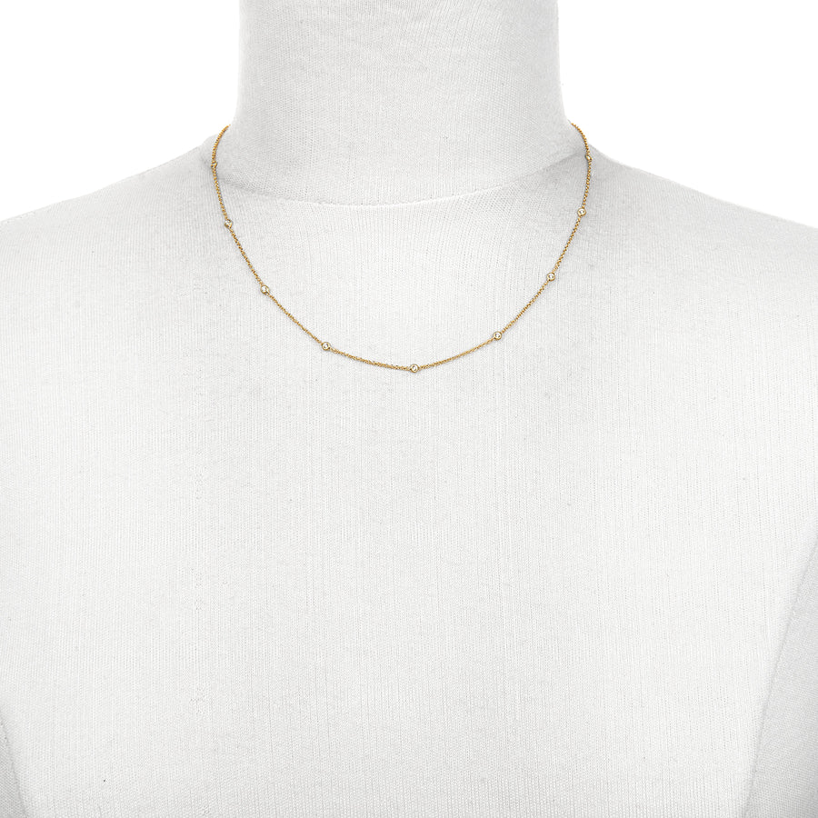 18 Karat Gold Diamond Station Necklace