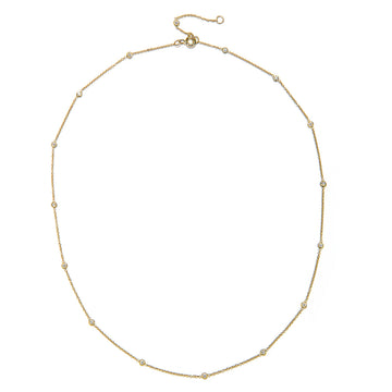 18 Karat Gold Diamond Station Necklace-.25