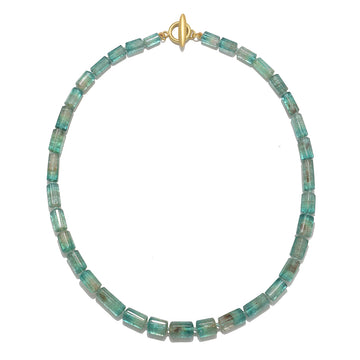 18 Karat Gold Blue-Green Beryl Necklace