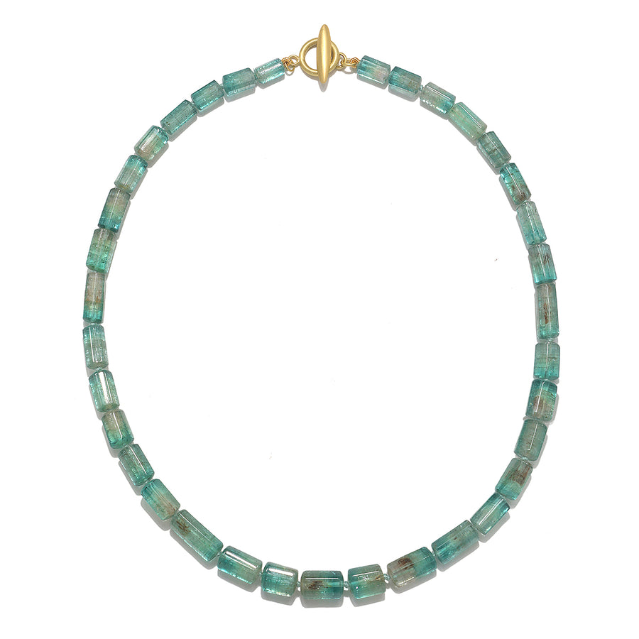 18 Karat Gold Blue-Green Beryl Necklace