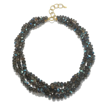 18 Karat Gold Labradorite Bead Necklace