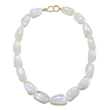 18 Karat Gold Moonstone Bead Necklace