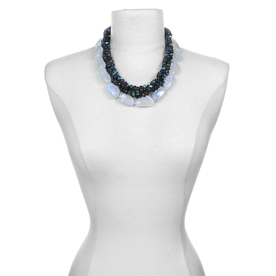 18 Karat Gold Moonstone Bead Necklace