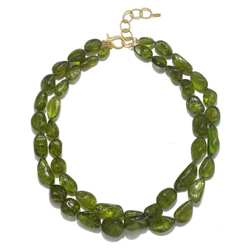 18 Karat Gold Peridot Bead Necklace