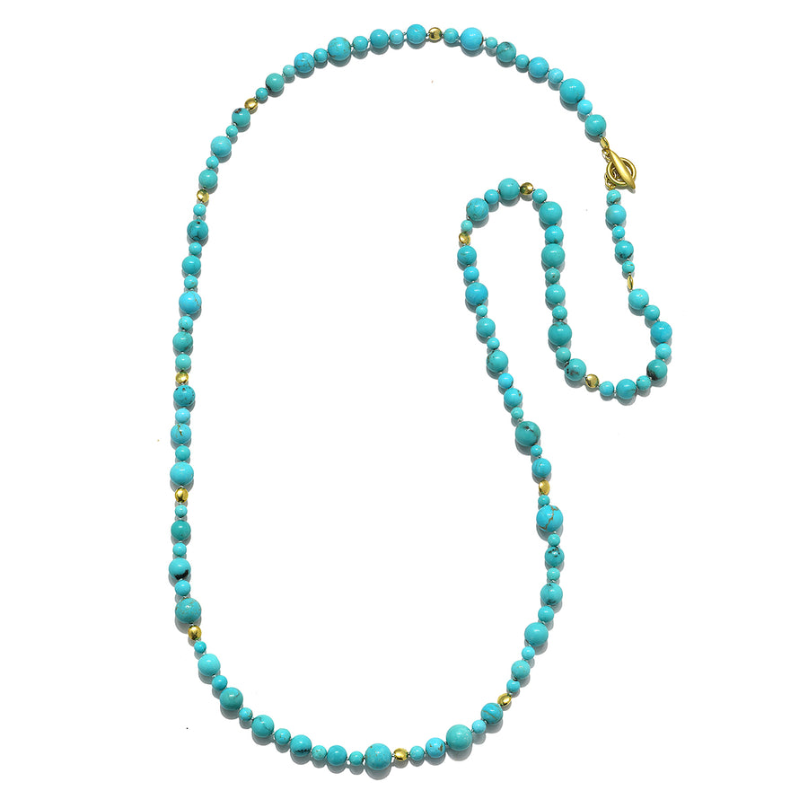 18 Karat Gold Turquoise Bead Necklace