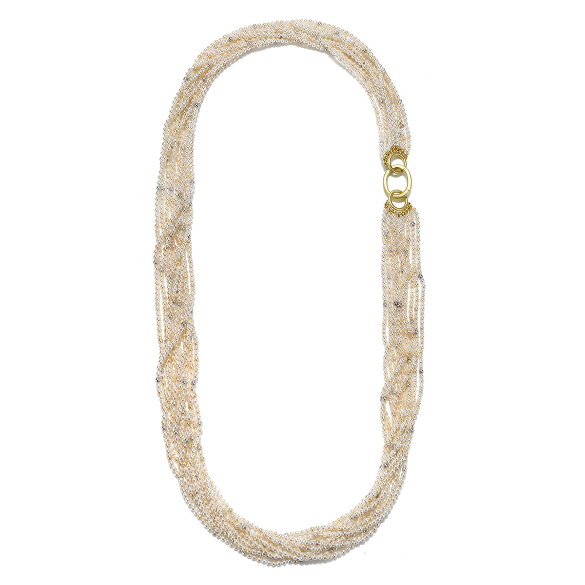 18 Karat Gold Multistrand Akoya/Keshi Pearl Necklace – Faye