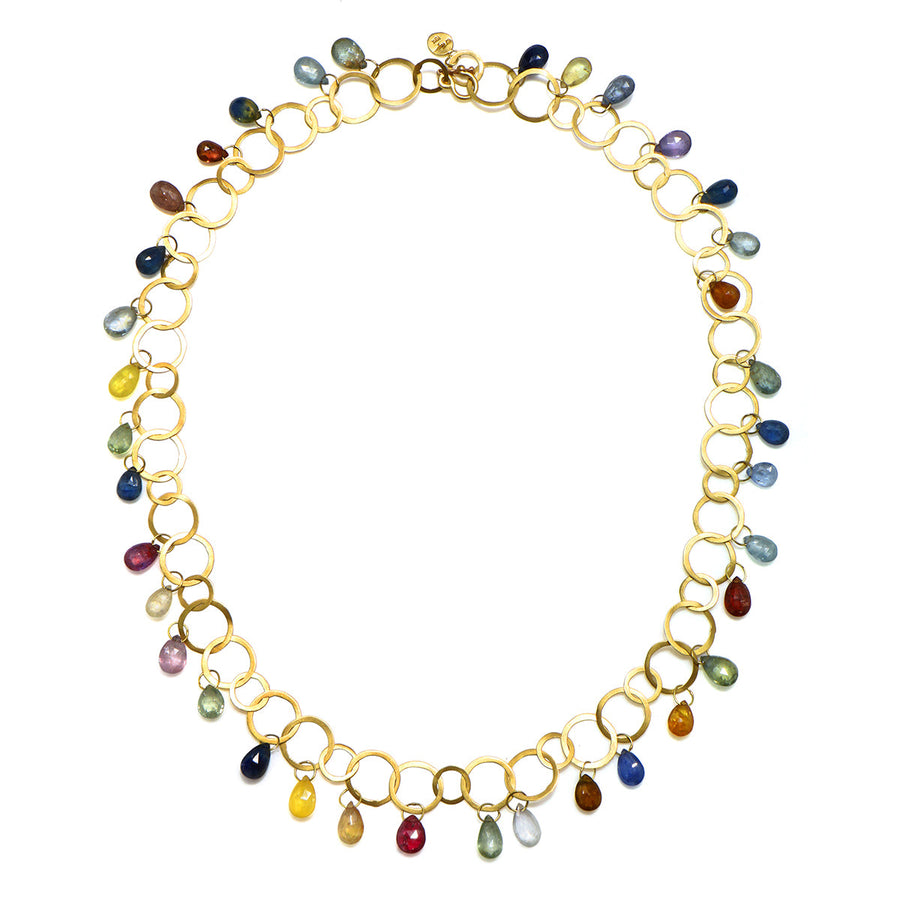 18 Karat Gold Umba Rainbow Sapphire Fringe Necklace - 21.5"