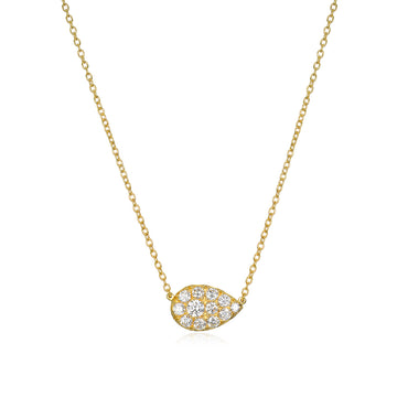 18 Karat Gold Diamond Studded Pear Shape Necklace