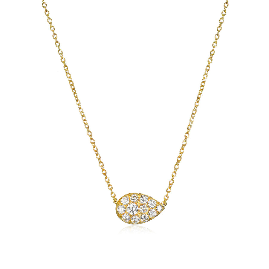 18 Karat Gold Diamond Studded Pear Shape Necklace