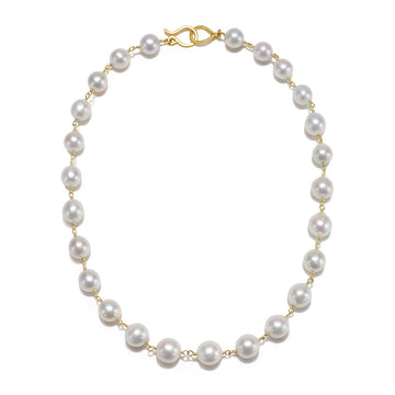 18 Karat Gold Hand-Wrapped Freshwater Pearl Necklace
