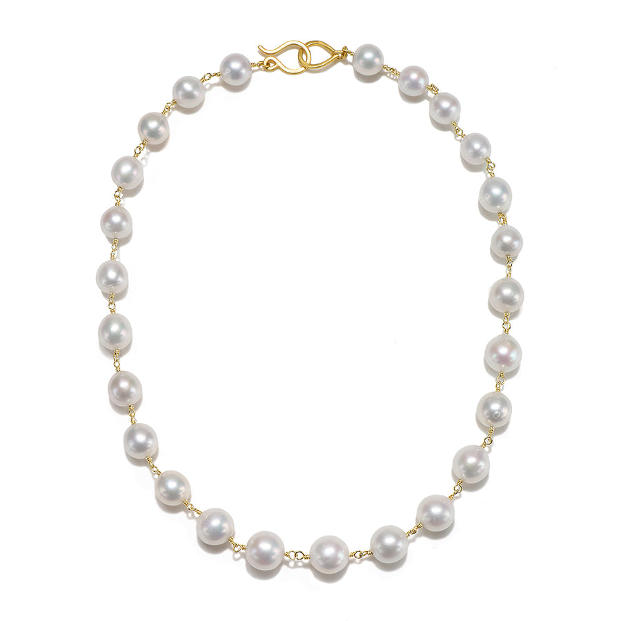 18 Karat Gold Hand-Wrapped Freshwater Pearl Necklace