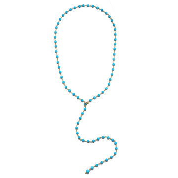 18 Karat Gold Sleeping Beauty Turquoise Lariat Necklace