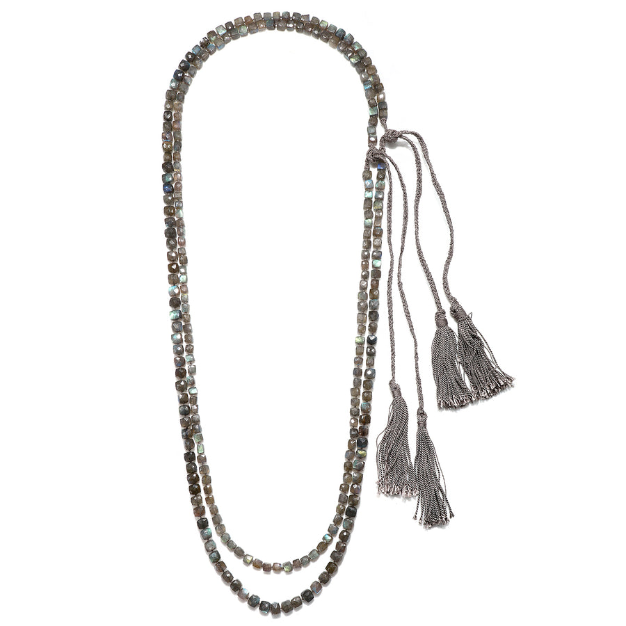 Cube Necklace with Silk Braid