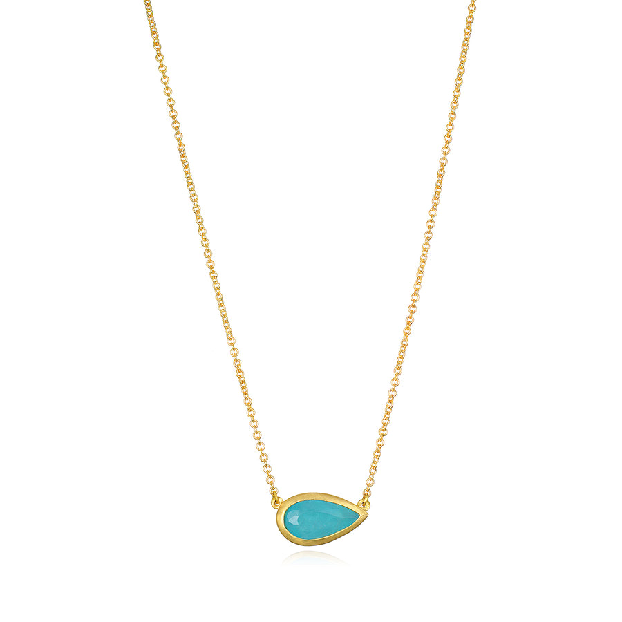 Paraiba Tourmaline Pear Shape Bezel Necklace