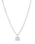 18 Karat White Gold Diamond Baguette Drop Necklace