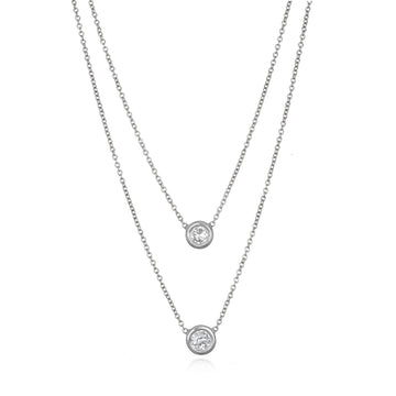 18 Karat White Gold Round Brilliant Cut Diamond Solitaire Necklace