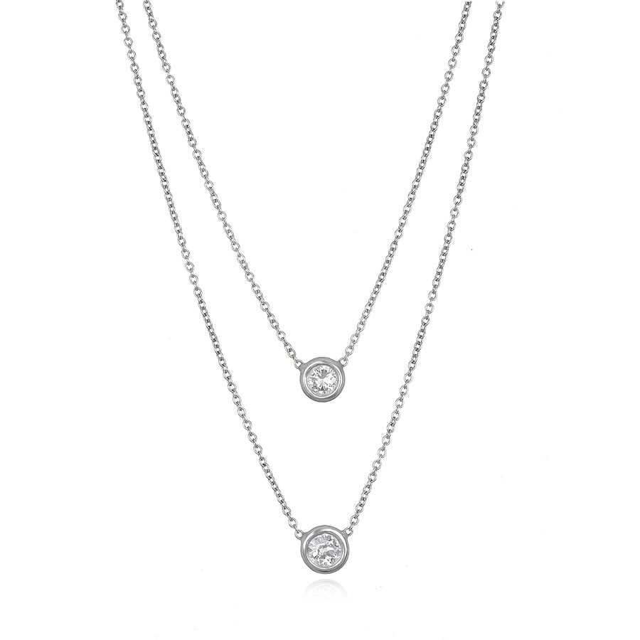 White Gold Round Brilliant Cut Diamond Solitaire Necklace
