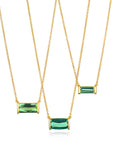 18 Karat Gold Bar Set Green Tourmaline Necklace