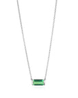 18 Karat White Gold Bar Set Green Tourmaline Necklace