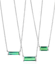 18 Karat Gold Bar Set Green Tourmaline Necklace