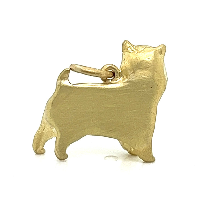 18 Karat Gold Norwich Terrier Charm with Diamond Eyes