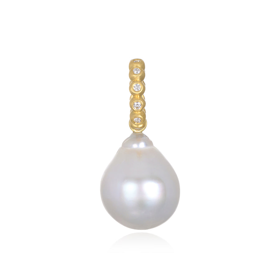 18 Karat Gold and Diamond South Sea Baroque Pearl Pendant