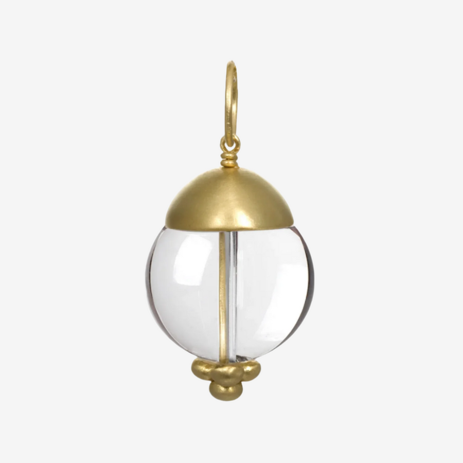 18 Karat Gold Rock Crystal Quartz Orb Pendant