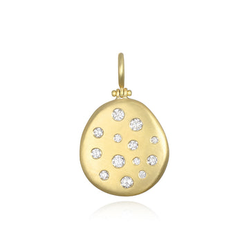 18 Karat Gold Diamond Studded Dog Tag Pendant - Medium