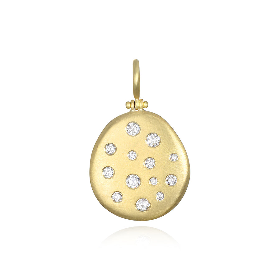 18 Karat Gold Diamond Studded Dog Tag Pendant - Medium